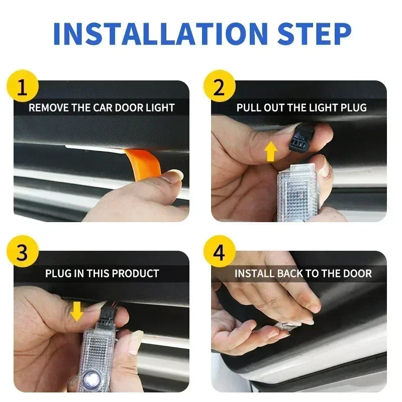 Step-by-step guide on how to install a car door light with clear instructions.